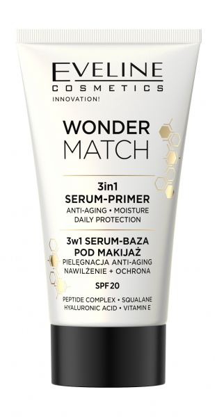 Eveline Wonder Match 3-in-1 Serum-Primer SPF 20&nbsp;База-сыворотка под макияж с гиалуроновой кислотой и витамином Е