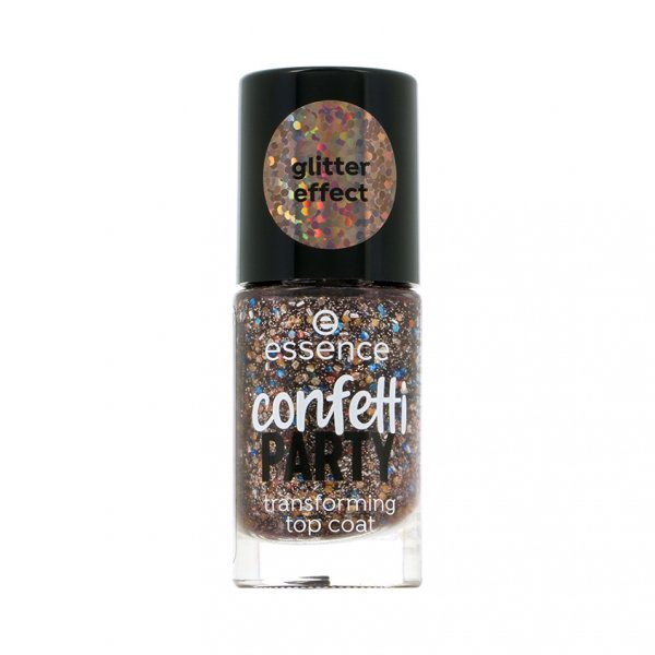 Топовое покрытие для ногтей `ESSENCE` CONFETTI PARTY с глиттер-эффектом