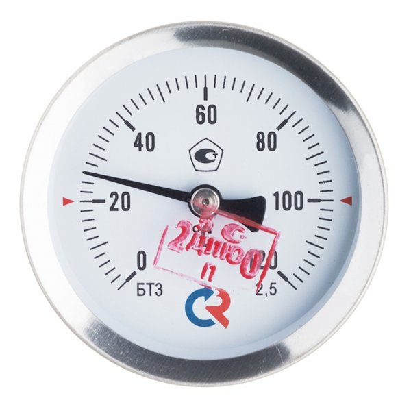 Термометр РОСМА (2409) 1/2 НР(ш) аксиальный d63 мм 120 °С шток 46х6 мм