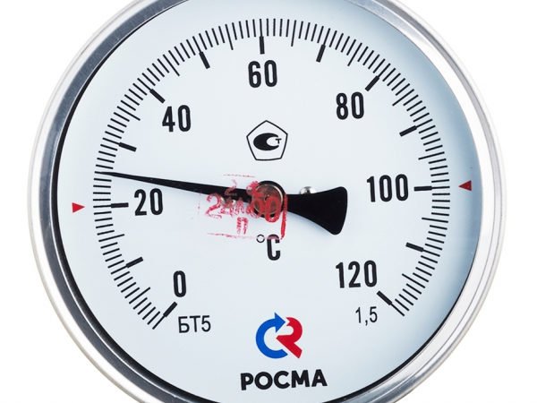 Термометр РОСМА (2539) 1/2 НР(ш) аксиальный d100 мм 120 °С шток 100х6 мм