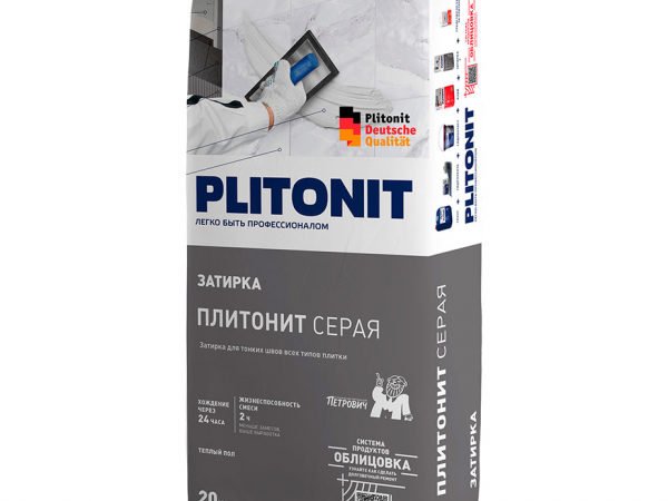 Затирка цементная Plitonit серая 20 кг